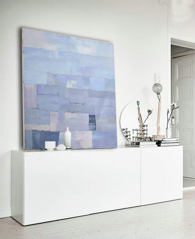 Extra Large Acrylic Painting On Canvas,Oversized Contemporary Art,Acrylic Painting Large Wall Art,Violet Ash,Grey,Blue.etc